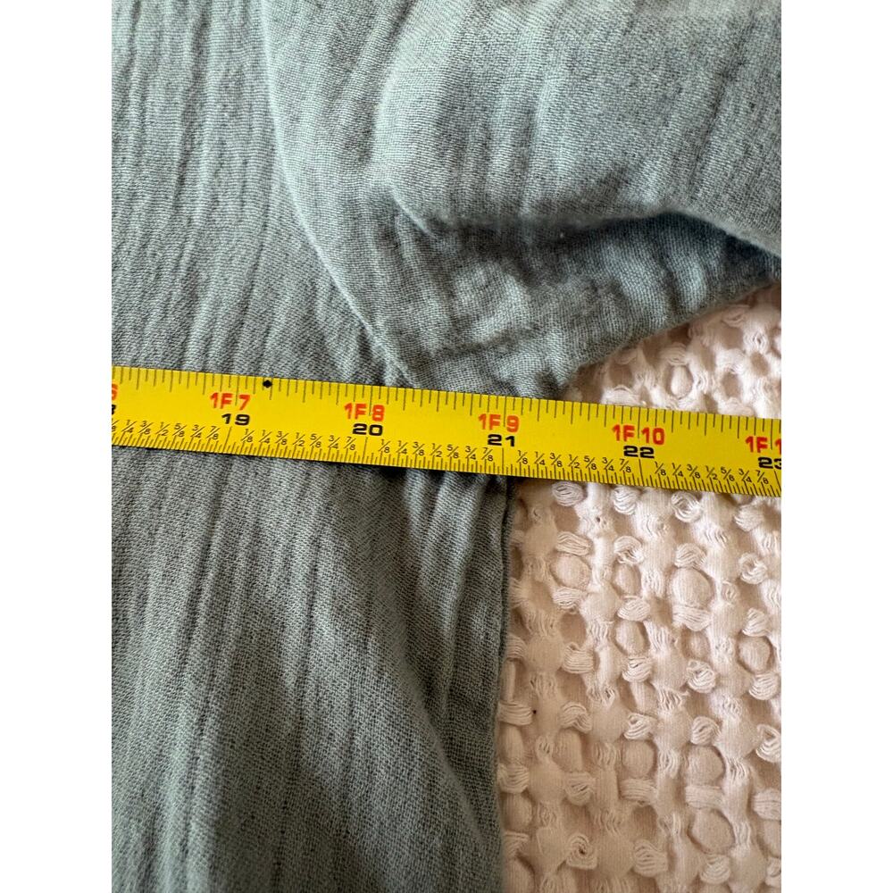 Gap 100% Cotton Crinkle Gauze Split Neck Top Olive Green lagenlook boho - Picture 5 of 7